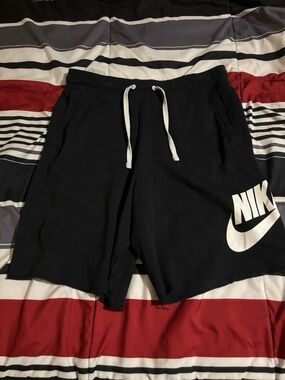 Nike Men’s Black Athletic Shorts with White Logo